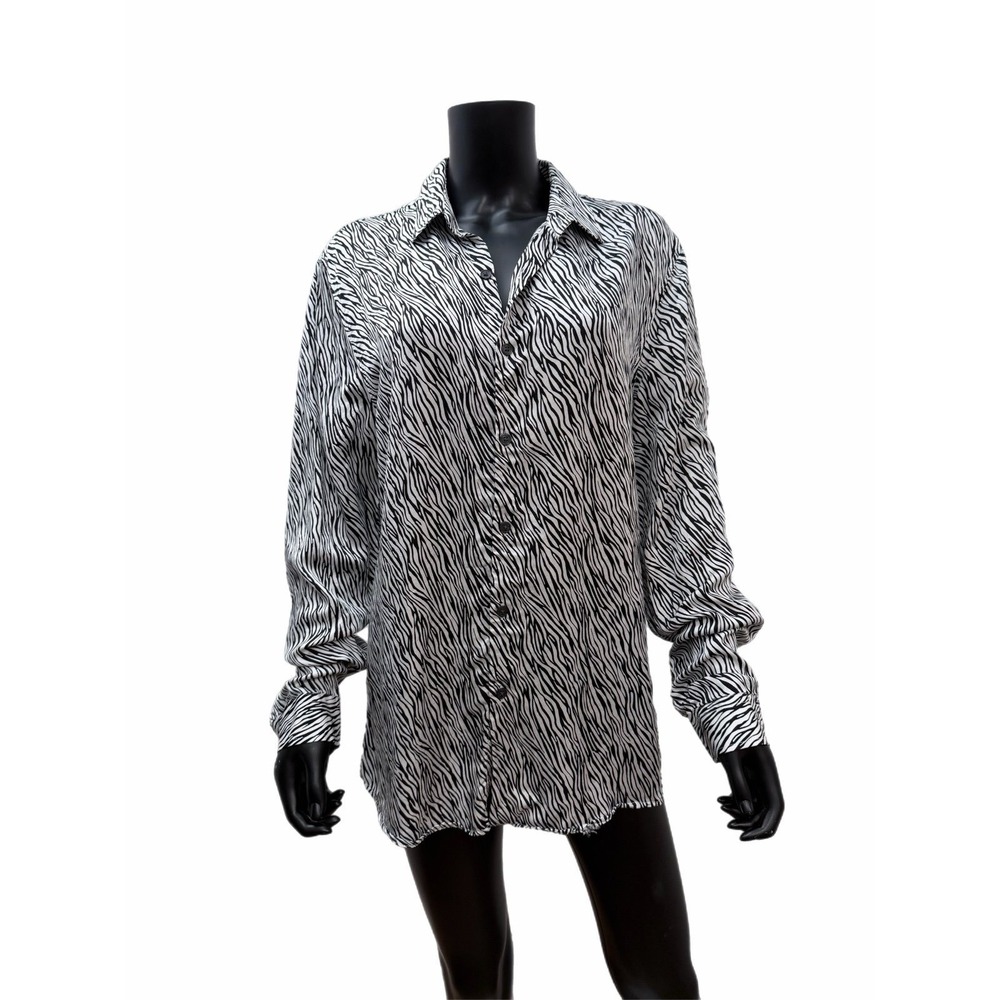 Topman Premium Slim Fit‎ Zebra Print Button Down Shirt Size L